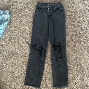 Pacsun dad jeans distressed gray/black jeans